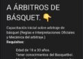 ACRAD ANUNCIA EL CURSO INCIAL PARA ASPIRANTES A ÁRBITROS DE BÁSQUET