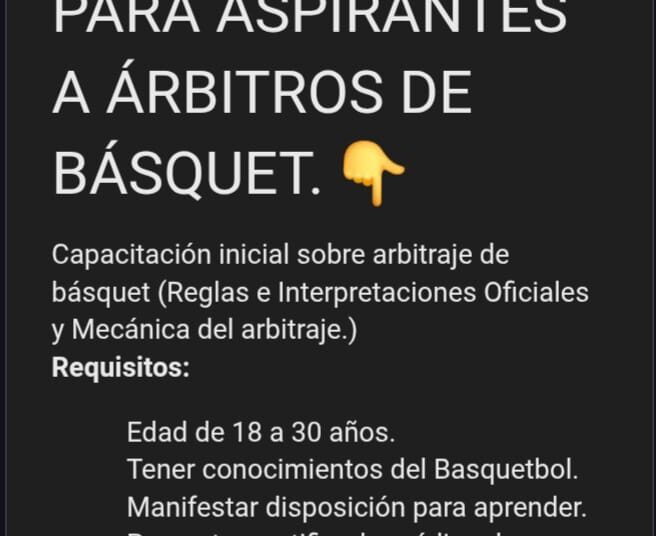 ACRAD ANUNCIA EL CURSO INCIAL PARA ASPIRANTES A ÁRBITROS DE BÁSQUET