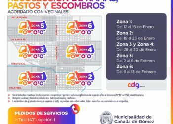 CRONOGRAMA DE RECOLECCIÓN DE RAMAS, PASTOS Y ESCOMBROS EN CAÑADA DE GÓMEZ