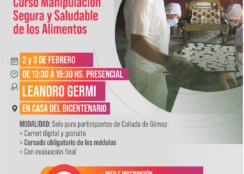 LA MUNICIPALIDAD DE CAÑADA DE GÓMEZ ANUNCIA EL CURSO DE MANIPULADOR DE ALIMENTOS EN FEBRERO