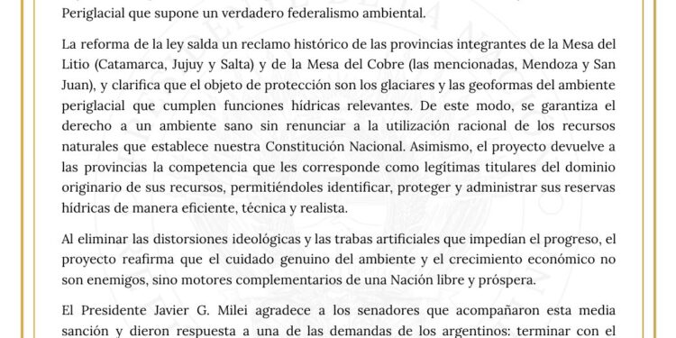 Media sanción para la Ley de Glaciares en Argentina