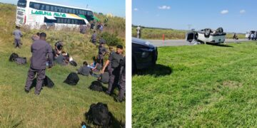 Trágico accidente vial en Oliveros: Colisionaron un micro donde trasladaban pasajeros del Servicio Penitenciario provincial y una camioneta