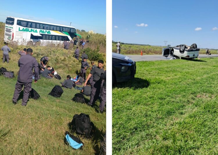 Trágico accidente vial en Oliveros: Colisionaron un micro donde trasladaban pasajeros del Servicio Penitenciario provincial y una camioneta