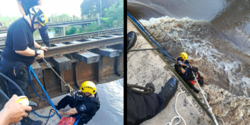 Rescataron a un adolescente que cayó al arroyo Ludueña en la zona oeste de Rosario