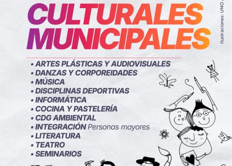 La Municipalidad de Cañada de Gómez informa que se encuentran abiertas las inscripciones para los Espacios Culturales Municipales 2026