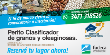 FUDECA abre la inscripción a la Carrera: Perito Clasificador de Granos y Oleaginosas