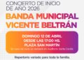 La banda municipal “Vicente Beltrán” presenta su concierto de inicio de año 2026