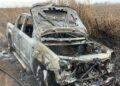 Cañada de Gómez: Hallaron una camioneta  incendiada en un camino rural que conduce hacia la represa en Las Trojas