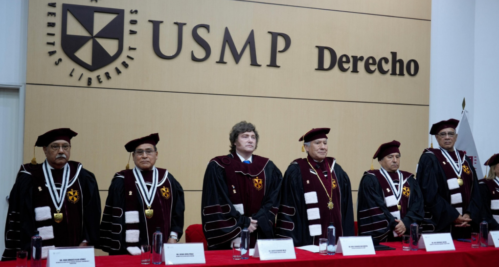 El Presidente Milei fue distinguido con el título de Doctor Honoris Causa por la Universidad San Martín de Porres de Perú