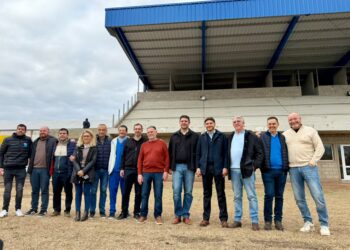 El intendente Chale recibió al gobernador para recorrer obras en Sport Club Cañadense