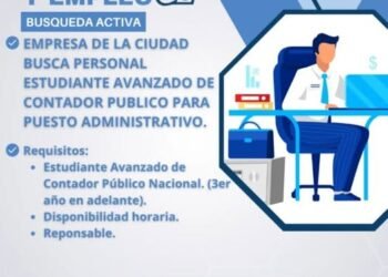 EMPRESA DE LA CIUDAD BUSCA PERSONAL ESTUDIANTE AVANZADO DE CONTADOR PUBLICO PARA PUESTO ADMINISTRATIVO