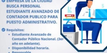 EMPRESA DE LA CIUDAD BUSCA PERSONAL ESTUDIANTE AVANZADO DE CONTADOR PUBLICO PARA PUESTO ADMINISTRATIVO