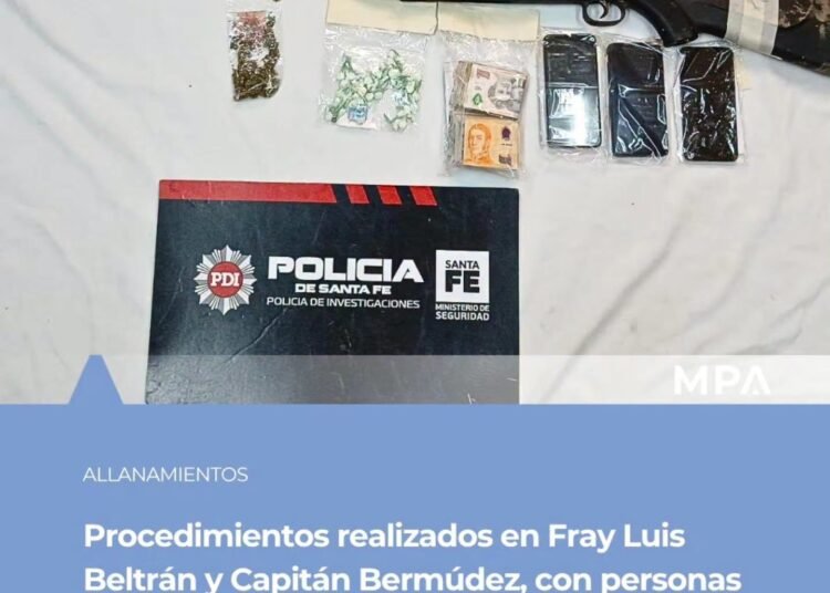 Fray Luis Beltrán y Capitán Bermúdez: allanamientos por microtráfico y amenazas en una escuela