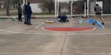 La Municipalidad de Cañada de Gómez continúa con los trabajos del playón deportivo ubicado en calle Balcarce