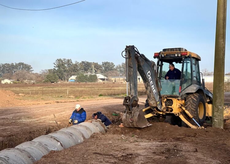 La municipalidad de Cañada de Gómez avanza con la obra de la nueva rotonda de acceso desde la Autopista