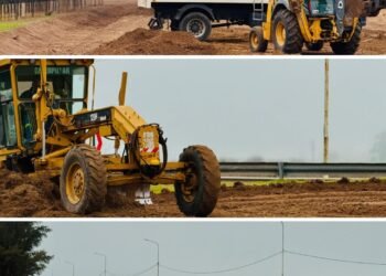Continúa la obra de la nueva rotonda en el ingreso a Cañada de Gómez desde la Autopista