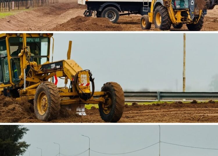 Continúa la obra de la nueva rotonda en el ingreso a Cañada de Gómez desde la Autopista