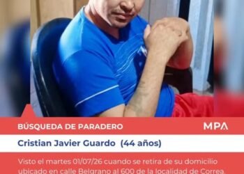 Buscan a Cristian Javier Guardo de Correa
