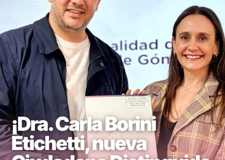La Municipalidad de Cañada de Gómez recibió a la Dra. Carla María Borini Etichetti como Ciudadana Distinguida de la ciudad