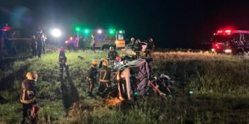Cuatro mujeres heridas tras el vuelco de un automóvil en el km 368 de la Autopista Rosario-Córdoba
