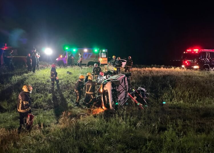 Cuatro mujeres heridas tras el vuelco de un automóvil en el km 368 de la Autopista Rosario-Córdoba